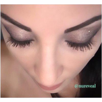 Grow your own lashes with Latisse.  No lash enhancements, just mascara, used in the photo.