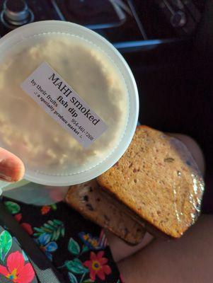 Mahi Fish Dip and Banana bread and Blue berry bread