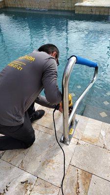 Pool handle installation