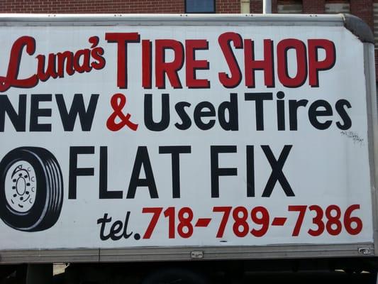 Luna's Tire Shop Sign