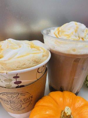 Caramel Pumpkin Latte.  Available Iced or Hot.  Yummy!