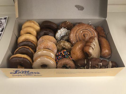 The delicious assortment of two dozen donuts... And the office staff rejoiced!