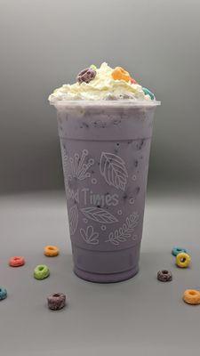 Cereal Milk Milk Tea - House secret blend of flavors topped with whipped cream and real cereal