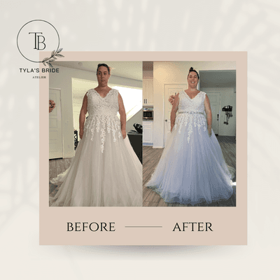 before and after on this wedding dress alterations