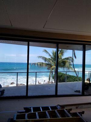 Ocean View through these windows with V28 llumar window film now blocking 68% of the heat saving energy dollars