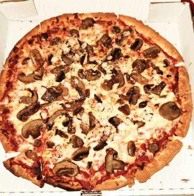 Medium Mushroom And Onion Pizza.