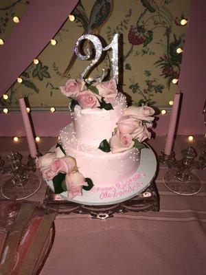 Two tiered birthday cake