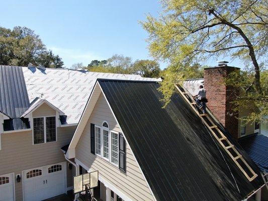 Beautiful black metal roof replacement in Pawleys island !