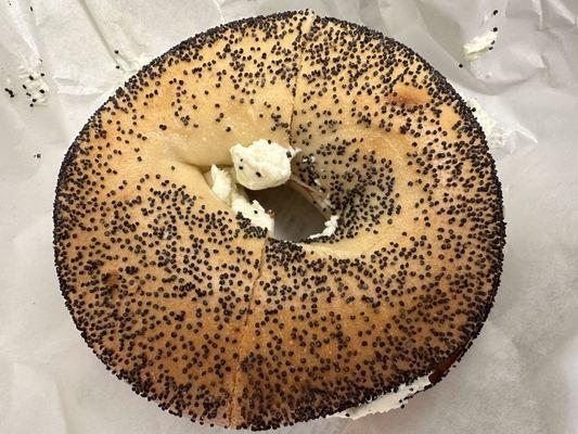 Poppyseed Bagel with requested EXTRA cream cheese