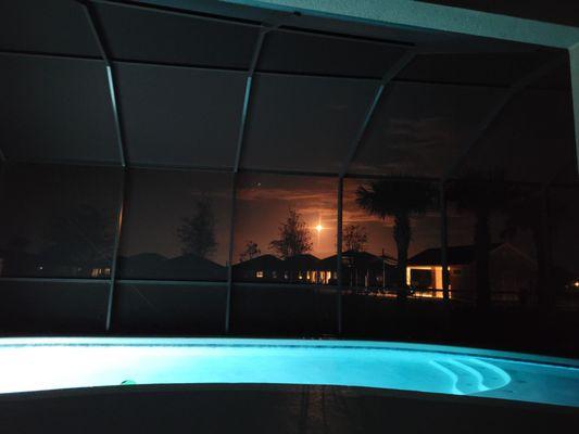 Evening pool & screen ... & a night launch!