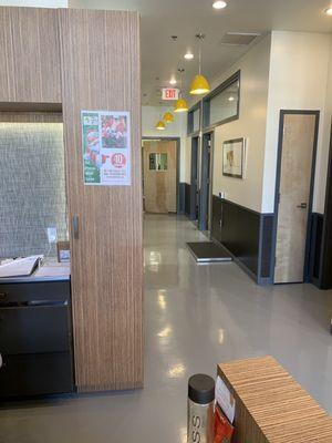 Hallway to pet appointment rooms.