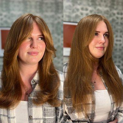 Before and after- toning refresh to add vibrancy to her natural tone and haircut reshape.