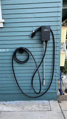 Outdoor charger installed by Meza Electric