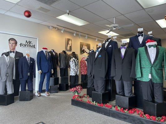 Suits, tuxedos and formal wear for men.