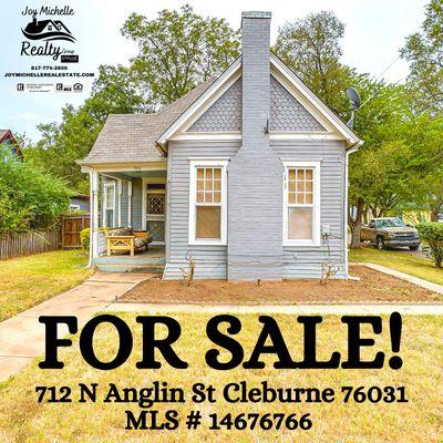 712 N Anglin St Cleburne Texas 76031 MLS # 14676766 3 Bedrooms, 1 Bath, 1,103 SqFt,  $185,000 Beautiful home on Anglin!