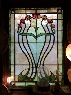 Stained glass on a landing in the house.