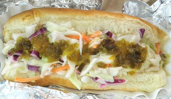 Slaw dog, yummy!