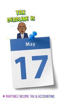 This year the tax filing deadline is May 17, 2021
#DoMyTaxesVictor