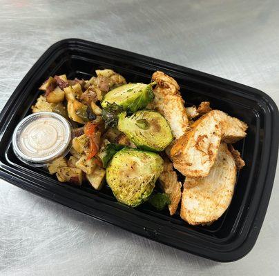 Midwest Chicken Breast with Potato Hash and Brussels