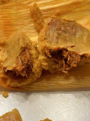 Pork tamales. Lots of meat. Delicious