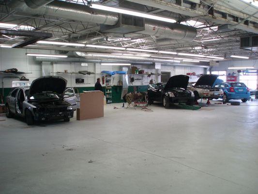 body shop performing collision repairs.