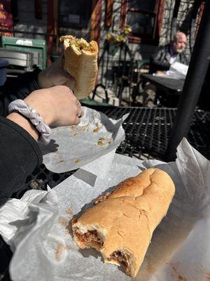 Original Cheese Steak Sandwich and pepper steak