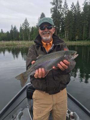 Ron with a beautiful Rainbow Trout