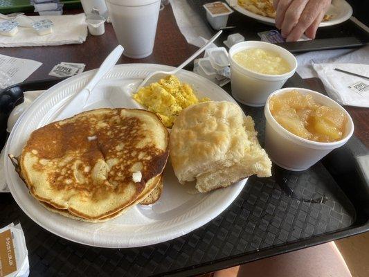 Egg breakfast special and I added two pancakes.