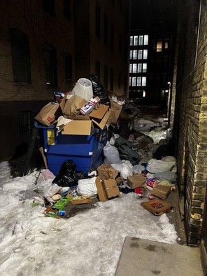 Trash piled so high it became a mountain of crap, either didn't pay their trash removal or they are just that horrible.