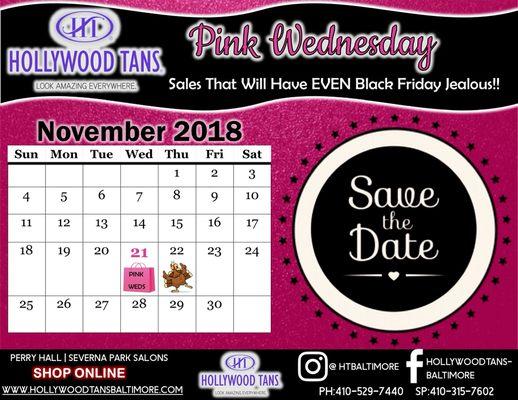 Pink Wednesday is our biggest sale of the year!! Be sure to show up 11/21/2018 to take advantage of these crazy low prices!