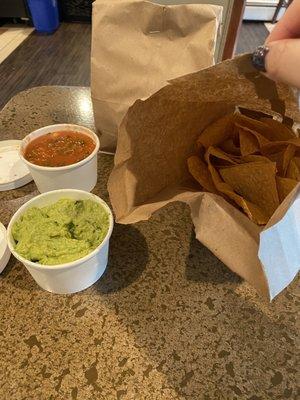 Chips and guacamole and salsa