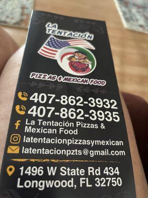 La Tentacion Pizzas & Mexican Food