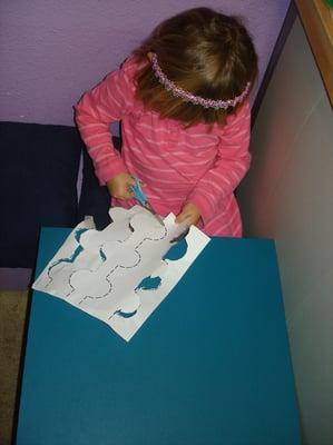 Fine motor skills are practiced with daily projects