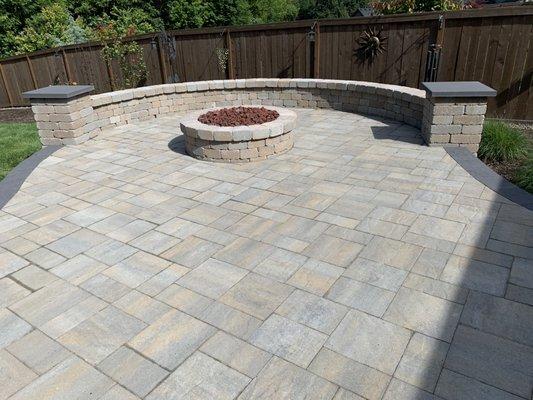 Patio with fire pit project, 6/2020.