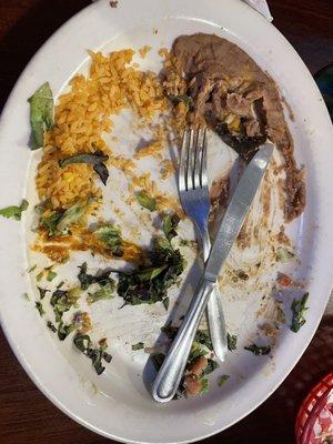 This used to be a enchilada & tostada plate. Both were delicious! And the rice and beans were too -