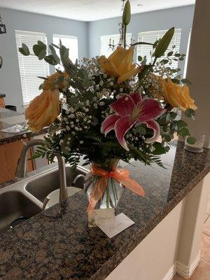 Rose and Lily floral arrangement