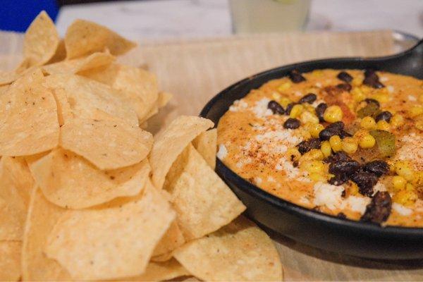 Chips and Elote Queso