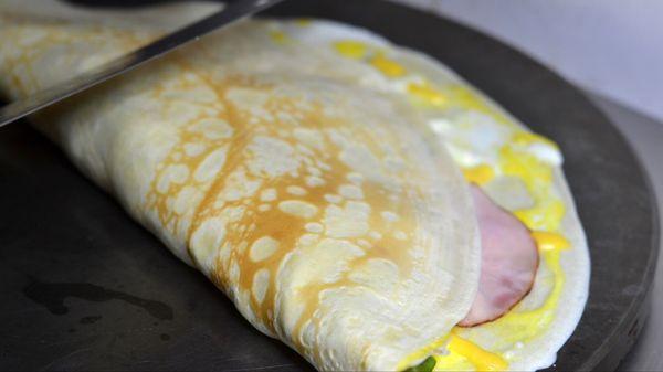 Ham egg cheese crepe