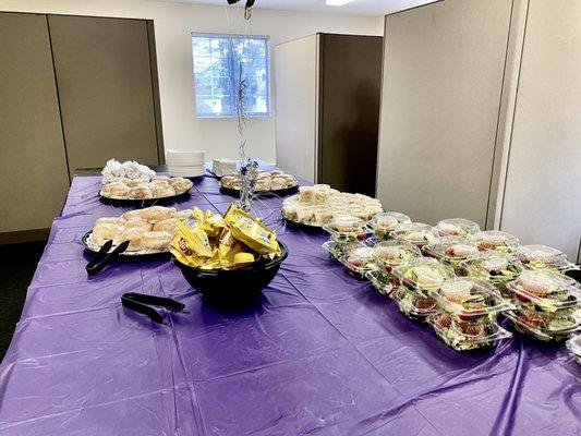 COVID safe lunch buffet for Purple Shield Medical