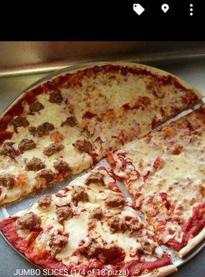 Jumbo slices(1/4 of an 18"pizza ) Available all day