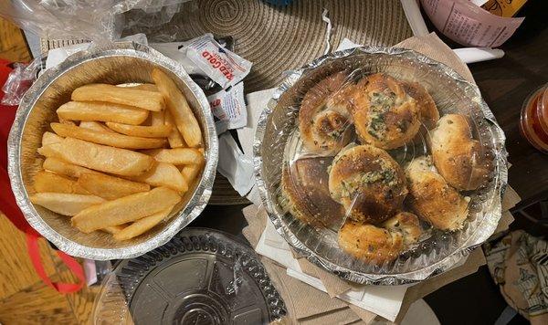 fries and garlic knots