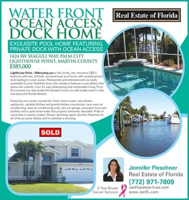 Jennifer Fleschner, Realtor sold another great property in Palm City. For real estate help on the Treasure Coast call 772.971.7809