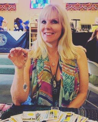 Giving Tarot and Pendulum Readings at Local Holistic Fairs! Always a good time at the fair!