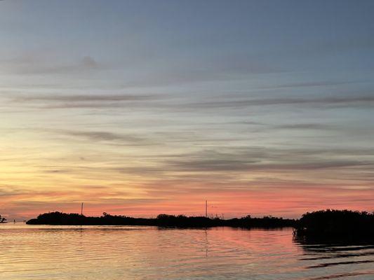 Sunset colors over the barrier islands/Gulf on January 1, 2024