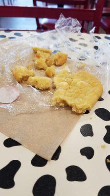 Dry old cookie, my toddler wouldn't even eat it. It crumbled to pieces every time he tried to take a bite & tasted like old shortbread