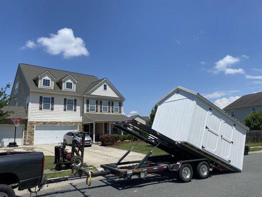 Shed delivery in Mooresville, NC by Sheds by Design