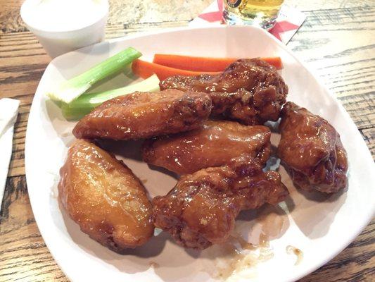 Extra crispy Honey Garlic Wings. Delicious.