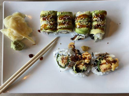 Dragon Roll & Spider Roll (missing 2 pieces that I shared with my daughter)