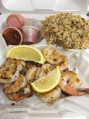 Grilled Shrimp and Dirty Rice with ground turkey !!Delicious !!