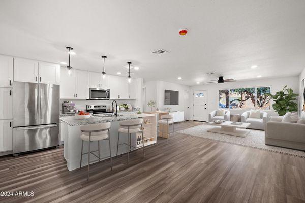 Another view of kitchen and living room remodel